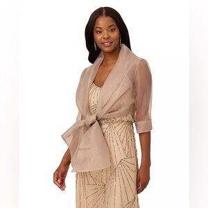 Adrianna Papell Sheer Beige Chiffon Shrug size M